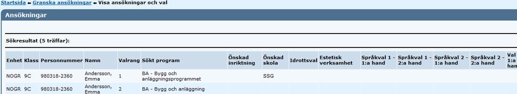 Har ni valt vänster musknapp så öppnas ett nytt fönster/flik med datauppgifterna kommaseparerade.