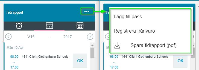 För att korrigera ett pass klickar du i rutan för den aktuella