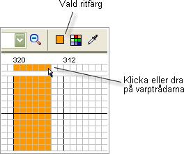 Arbeta med färger Färglägga varptrådarna När du startar VävDesign är varpens grundfärg satt till vit.