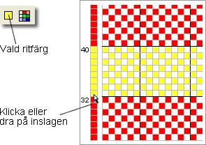 Arbeta med färger Färglägga inslagen När du startar VävDesign är inslagen grundfärg satt till röd.