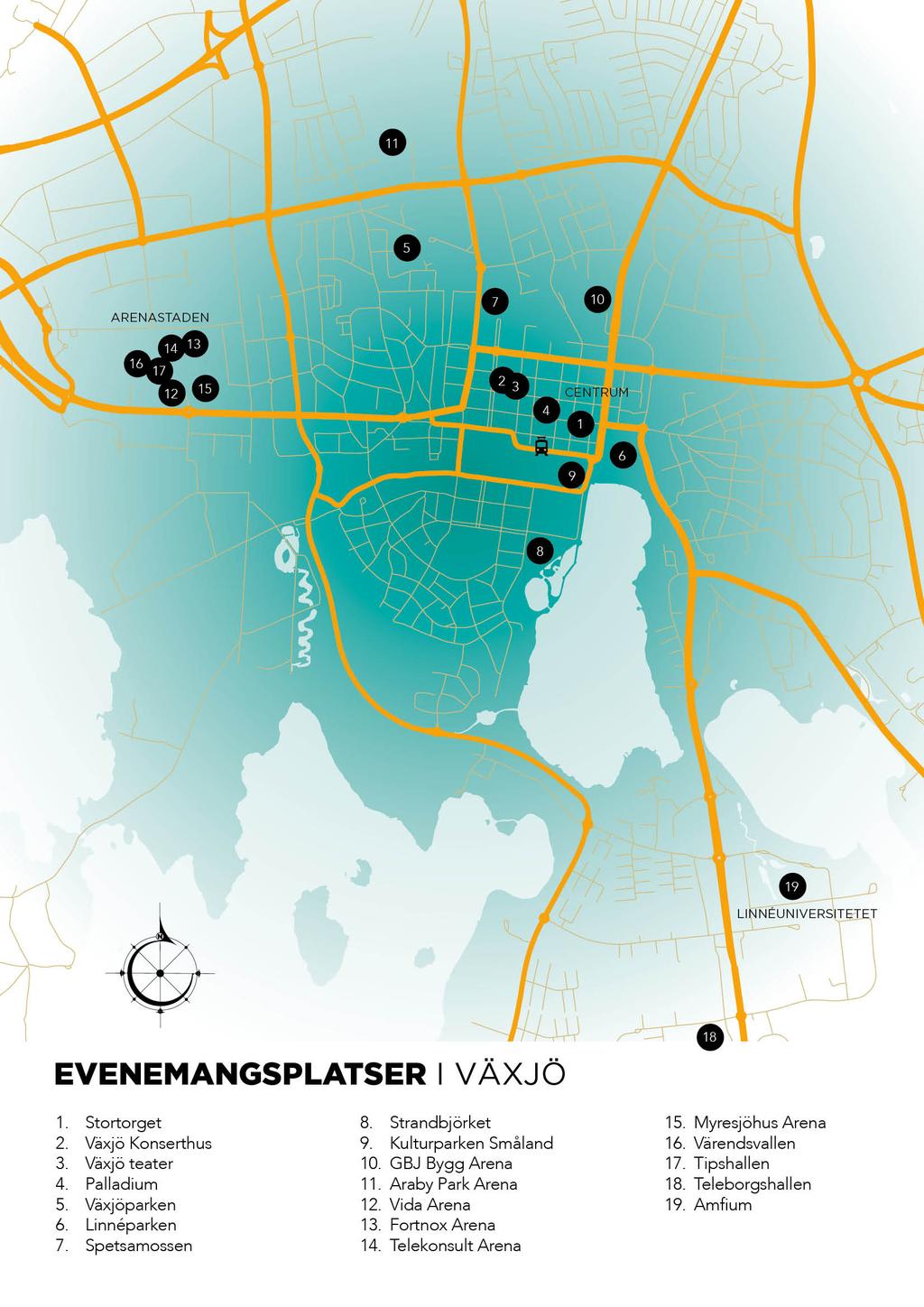 3. Arenor och evenemangsplatser I Växjö finns ett stort och varierat