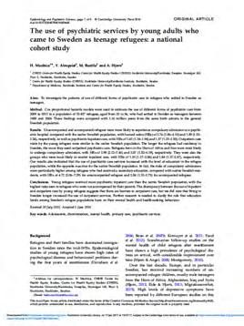 Psykiatrisk vårdkonsumtion Psykiatrisk vård 2009-2012 för flyktingar som kommit som tonåringar mellan 1989-2004 jämfördes med svenskfödda.