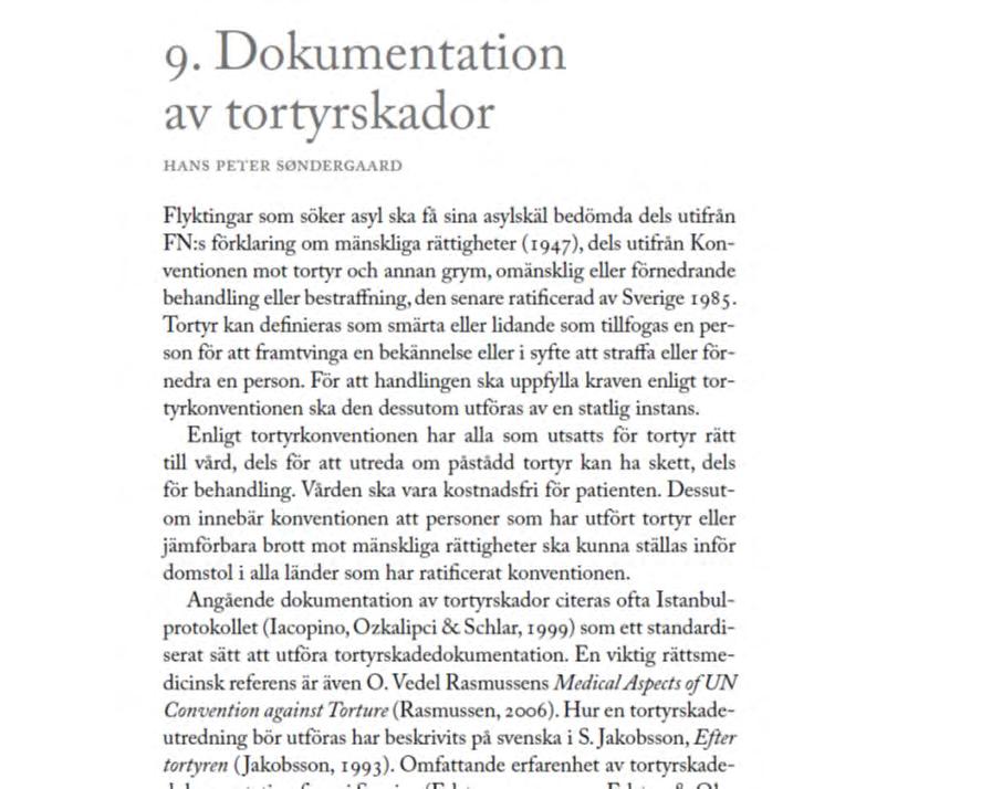 Dokumentation av tortyrskador Den konvention om tortyr och annan grym, omänsklig eller förnedrande behandling eller