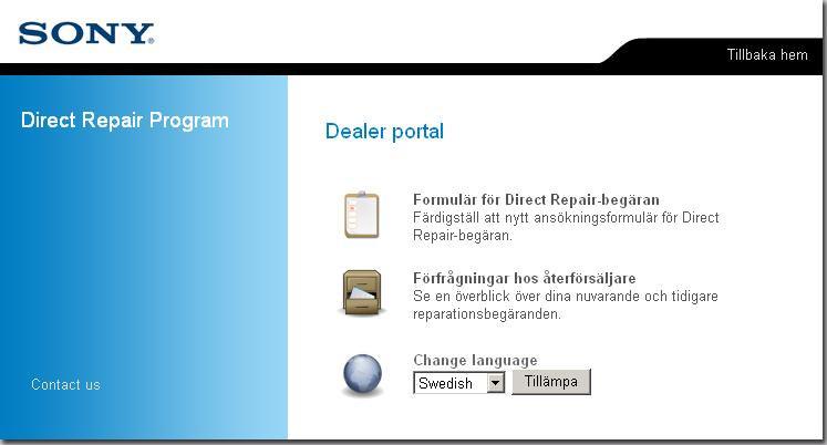 Skärmbilden bredvid visas, se figur 2.1. från rullgardinsmenyn. För Sverige är denna SWE. Välj Hämta lösenord eller Avbryt/Tillbaka hem för att gå tillbaka till förstasidan. Figur 2.