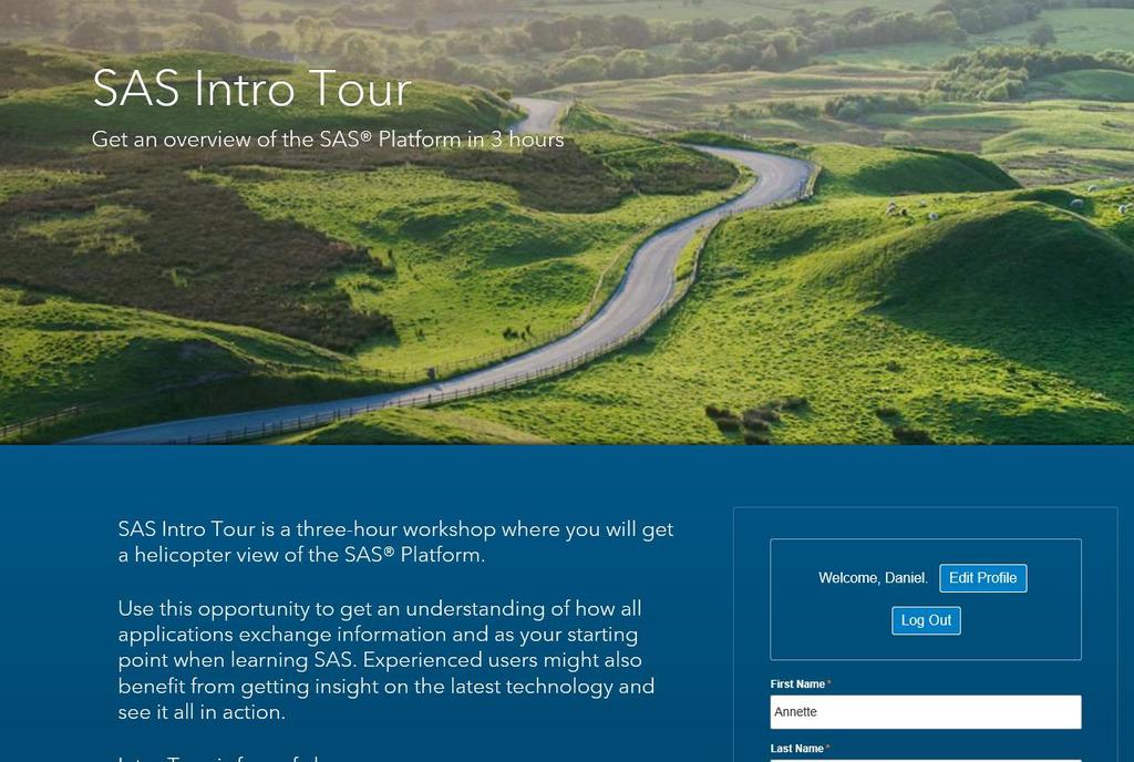 SAS Intro Tour 21 nov SAS Intro Tour is a three-hour workshop where you will get a