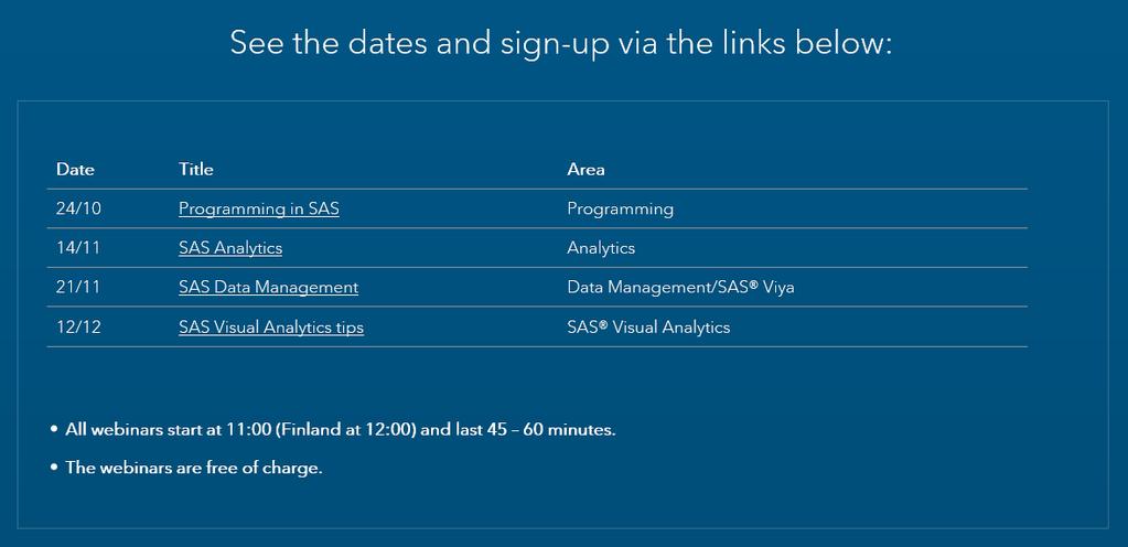 Webinars https://www.sas.