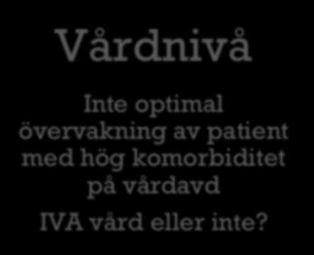 Vårdnivå Resurs Inte optimal övervakning av patient med hög komorbiditet på vårdavd IVA vård eller inte?