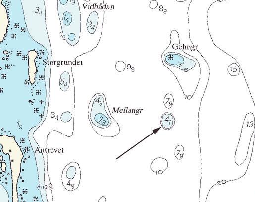 5 Nr 37 Norra Kvarken / The Quark Sjökort/Charts: 513, 515 1388 Sverige. Norra Kvarken. SV om Umeå. Mjölefjärden. S om Gehngrundet. Uppgrundning.