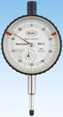 MarCator 810 A Precisionsmätklocka Den klassiska med lyftbart lock Siffertavla med skarp teckenkontrast Ställbara färgade toleransmarkeringar för optimal kontrast.