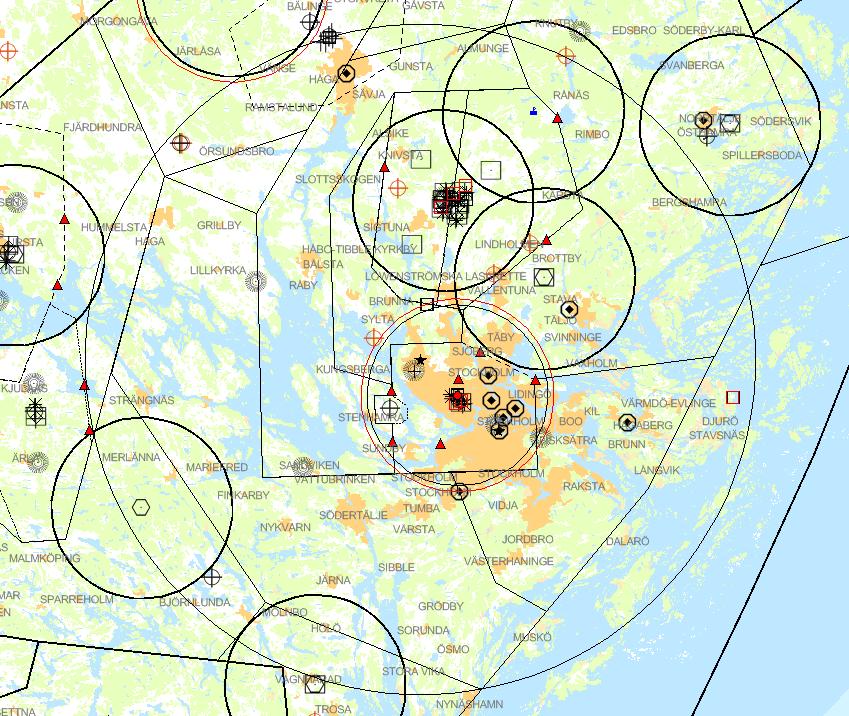 Del 2 Flyghinderanalys BERÖRDA FLYGPLATSER - Berörd flygplats är sakägare LUFTRUM Så här läser du denna del av analysen: Denna analys svarar bara på frågan om verket/masten/byggnadsverket hamnar inom