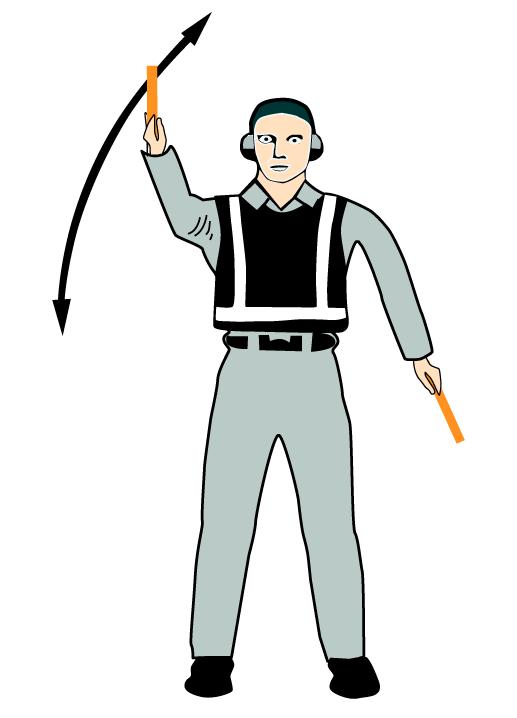14 a. Sväng under backning (stjärt till höger) Rikta vänster arm och spade nedåt.