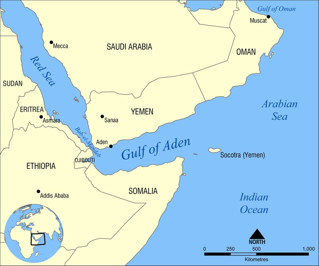 Figur 2. Adenviken och Afrikas Horn. 2.3 Historia Området som idag utgör Somalia har haft många olika skepnader genom historien.