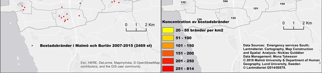 Karta b visar koncentrationer av