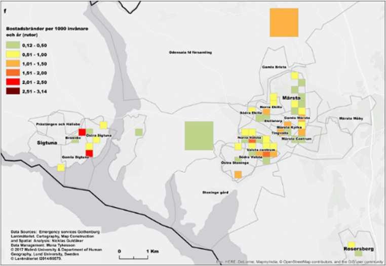 besvaras enligt följande: Bostadsbränderna per 1 000 invånare minskar överlag i hela Sverige mellan 2007-2015.