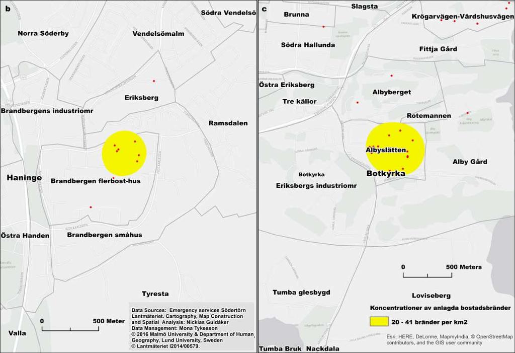 Salem, Botkyrka, Huddinge, Nacka och Haninge för åren 2007-2015.