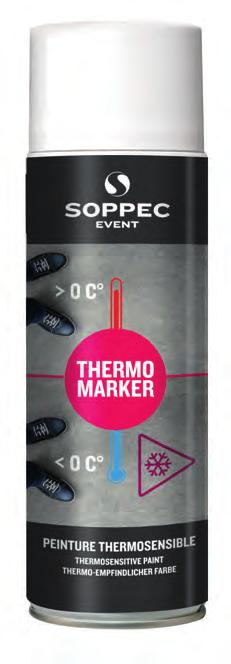 THERMO MARKER En värmekänslig färg som övergår från ofärgad till magentaröd, och omvänt, när temperaturen sjunker under 0 C.