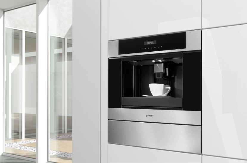 kaffe i din egen smak! Kaffemaskin Sätt krydda på tillvaron med kaffe i din egen smak! Gorenje inbyggda kaffemaskiner utmärker sig med hög prestanda och är tekniskt avancerade men användarvänliga.