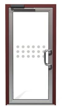 Finns i olika utföranden, men dörrarna kan monteras utan tröskel med 10 mm springa i underkant. I utförande utan spröjs klarar dörren brandavskiljning i klass EI 30.