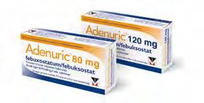 se Adenuric 80 mg är effektiv start- och underhållsdos 1 Adenuric 80 och 120 mg är mer effektivt än allopurinol 300 mg 1, 2, 3 i att nå målvärdena < 360 μmol/l och < 300* μmol/l Dosjustering inte