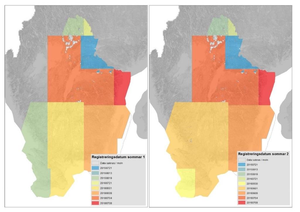 3.2 Aktualitet Aktualitet för de mest centrala indata i produktionsområde A är 2009-2014 för laserdata och 2015-2018 för satellitdata.