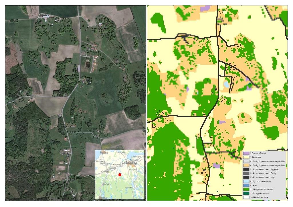 LANTMÄTERIET, GEODATASAMVERKAN 3.4.2.1 Skog (klassgrupp 1) Skog bedöms avgränsas mot andra markslag med en bra noggrannhet. Figur 9.