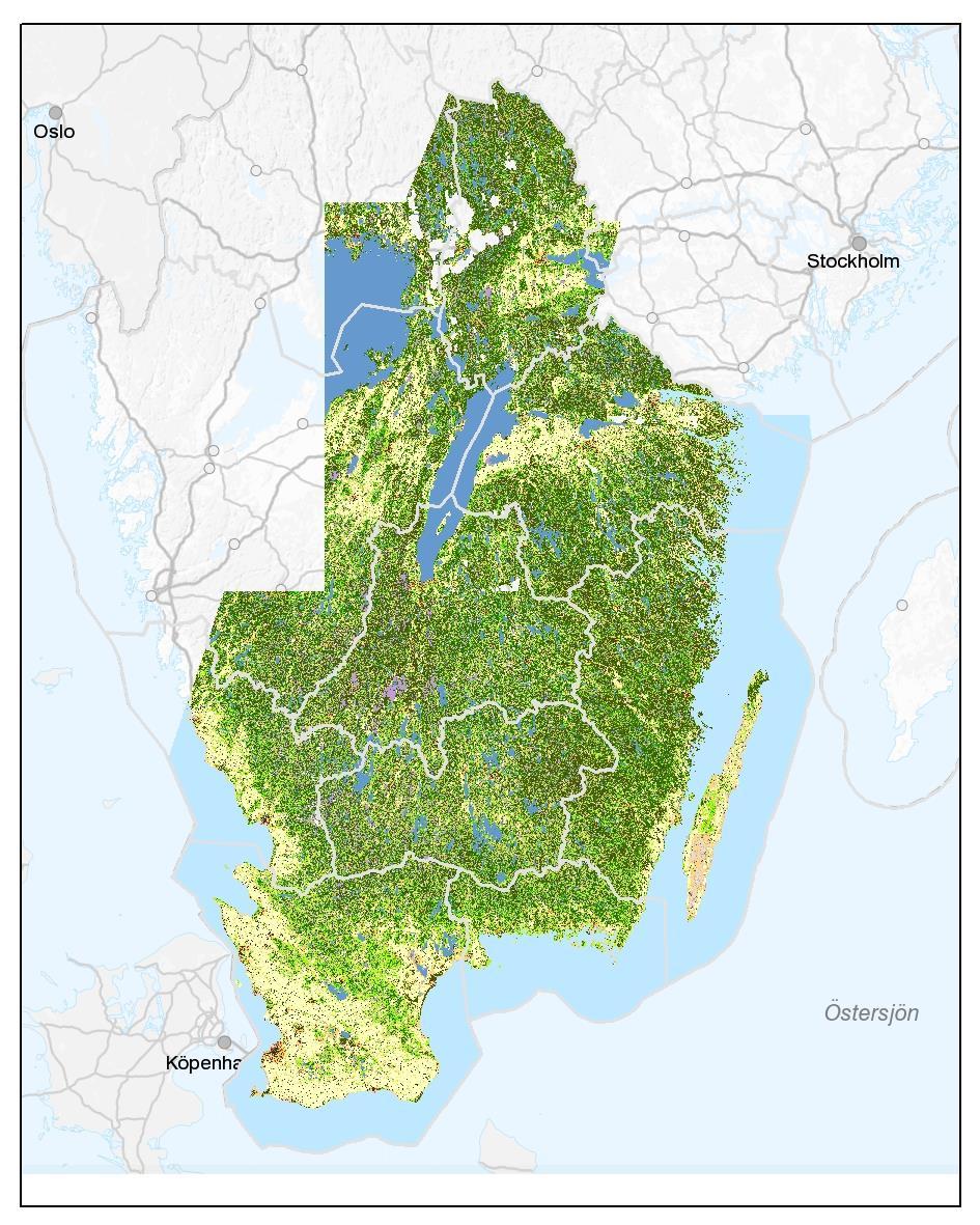 LANTMÄTERIET, GEODATASAMVERKAN Figur 2. Karta över de delar som levereras. Förutom region A (se Figur 1) ingår även delar av region B och C, framförallt Örebro län.