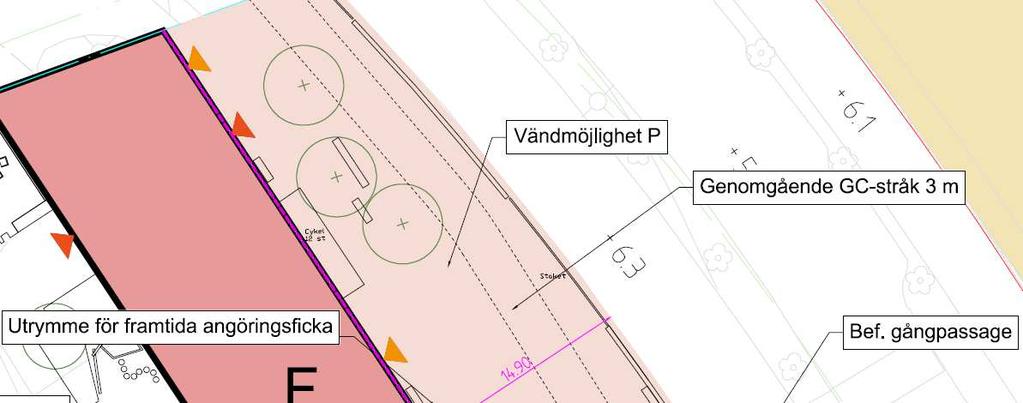 5 Trafikförslag Östra Eriksbergsgatan Eftersom det finns planer för utbyggnad av spårväg på Östra Eriksbergsgatan behöver angöringsmöjligheter säkerställas både för befintlig sektion (skede 1) och