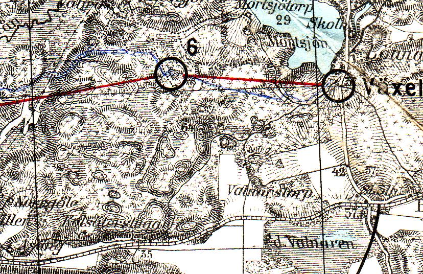 KALMAR ORIENTERINGSKLUBB 2 Kartan är från Länna bruk i Sörmland och visar en bit av 5. sträckan (natt) på 10-mila år 1960. Skala 1:50 000, backstreckskarta.