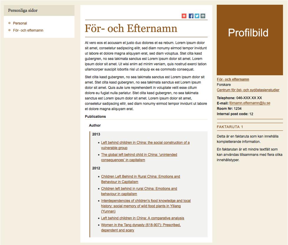 Du som medarbetaren har möjlighet att gå in på sidan och komplettera med egen personlig information och profilbild.