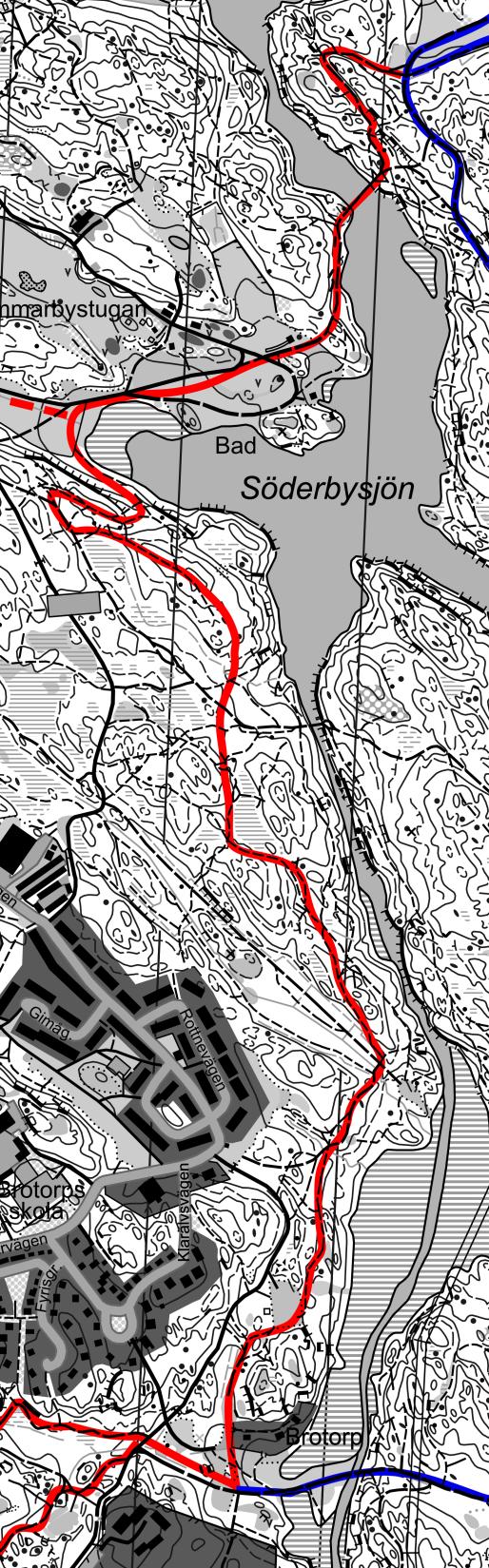 Bild 5: Föreslagen nytt spår. Kan kombineras med pistning på ängen upp mot Kärrtorpsspåret.