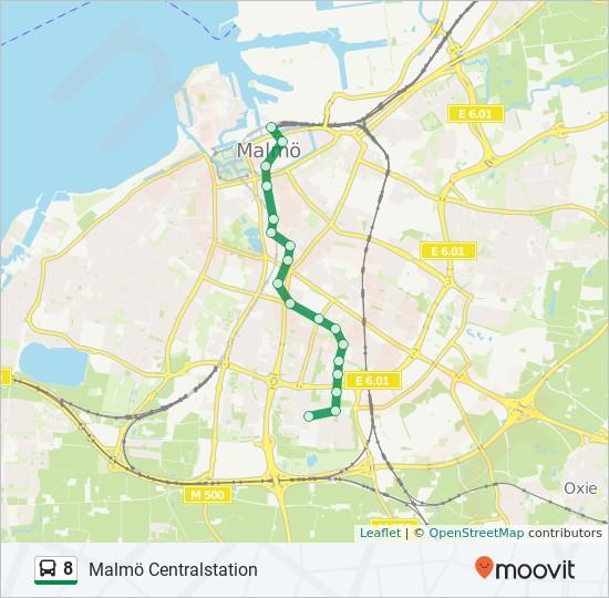 Riktning: Malmö Centralstation 18 stopp VISA LINJE SCHEMA Malmö Lindängen Serenadgatan 63, Malmö Malmö Lindängsstigen Munkhättegatan 224, Malmö Malmö Fosie Kyrka Koralgatan 17, Malmö 8 buss