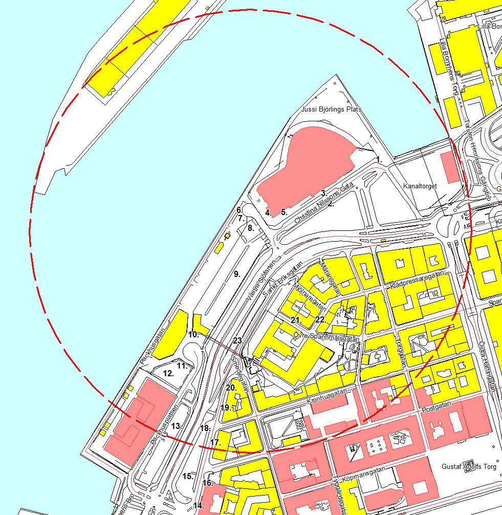 PM 20 (21) Figur 25. Översiktbild över ytorna som ligger som underlag för beläggningsundersökningen.