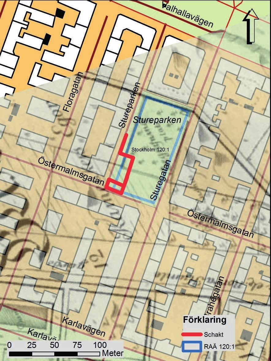 Arkeologgruppen AB rapport 2016:42 Figur 6. Sammanläggning av en stadskarta från år 1733 och aktuell stadskarta.