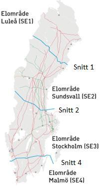 2.2.1 STAMNÄTET I SVERIGE Stamnätet i Sverige består av två sammanbundna nät som drivs med 220 respektive 400 kv nominell spänning.