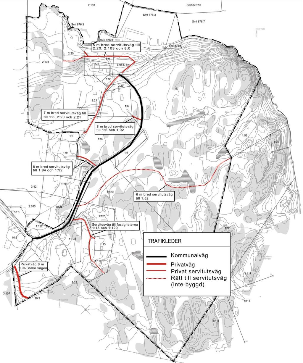 Trafikleder och hamnområden Områdets huvudväg är Norråkersvägen som delar området i två delar. Körbanan är 5 m bred och asfalterad. Själva vägområdet (körbana, diken, vägrenar) är 9 5 m bred.