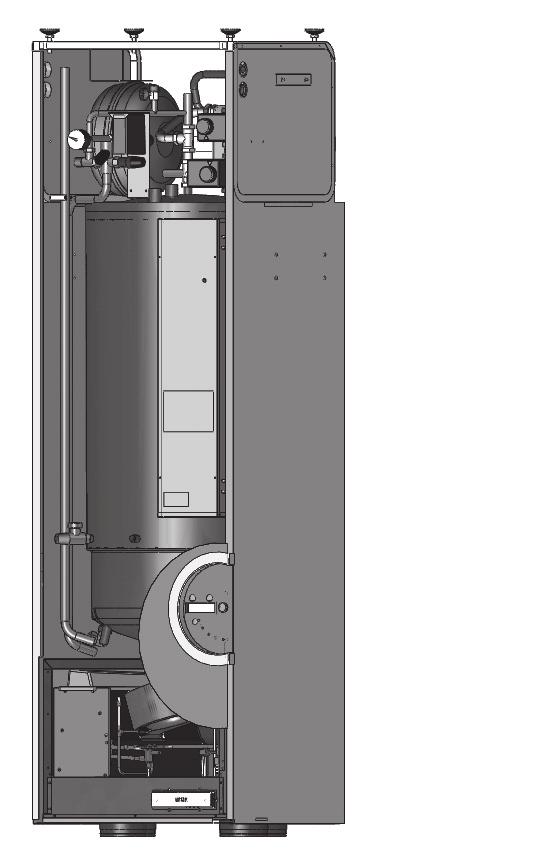 Ingående delar Ingående delar Luftfilter Förångare Lågtrycksvakt Frånluftsfläkt Expansionsventil Torkfilter Kompressor 1) Elanod (under isolering) Kontrollpanel Avluftningsnippel Säkerhetsventil