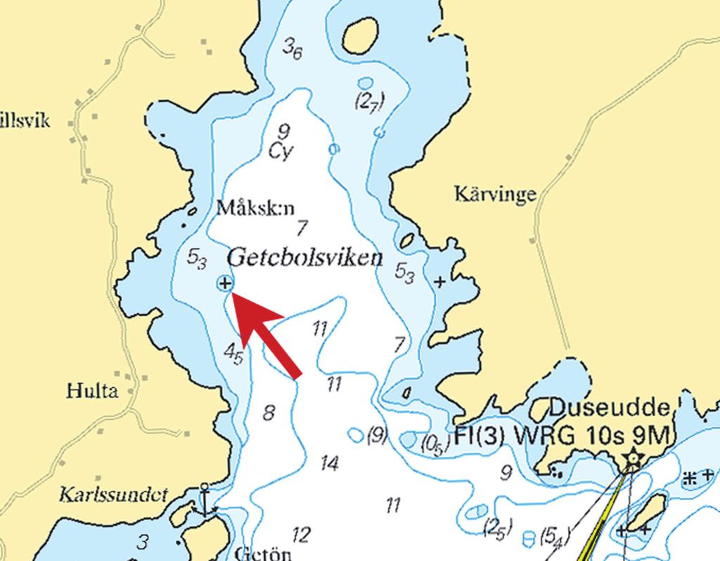 14 Vänern och Trollhätte kanal / Lake Vänern and Trollhätte kanal * 8135 Sjökort/Chart: 134 Sverige. Vänern och Trollhätte kanal. SV om Säffle. Getebolsviken. Grund.