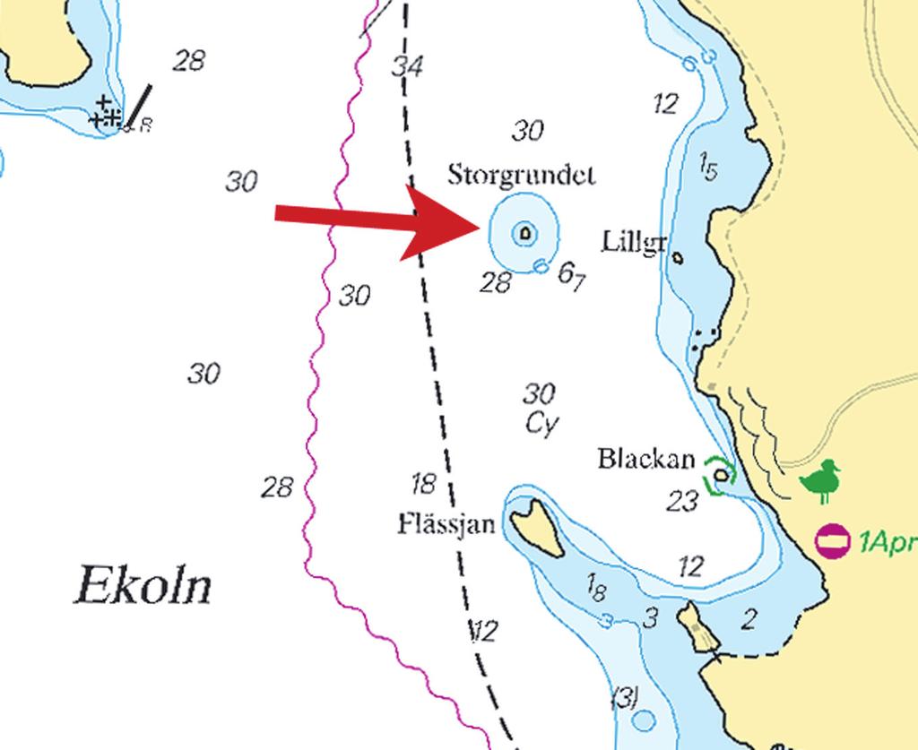 8 Mälaren och Södertälje kanal / Lake Mälaren and Södertälje kanal * 8101 Sjökort/Chart: 112 Sverige. Mälaren och Södertälje kanal. Mälaren. Ekoln. Holmen Storgrundet. Djupkurvor.