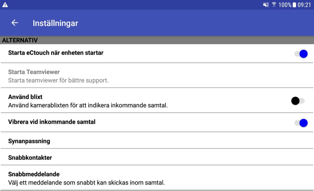 18. SEKRETESS Om du har valt att inte visa video så sänder du bara en bild på ectouch-loggan.