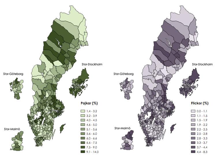 Figur 1: Användning av adhd-läkemedel i Sveriges kommuner. Andelen* barn 10-17 år med minst ett uttag av något adhd-läkemedel 2016.