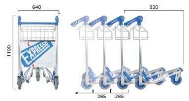 handtag: Aluminium, formplast 930mm (kort) 640mm 302mm 1100mm 1010mm Korg: Utv.