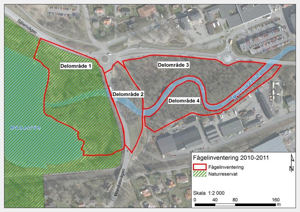 Figur 11. Delområden som undersökt i samband med fågelinventeringar 2010-2011. 10.3.