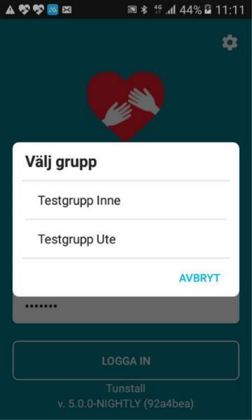 Välj grupp, (logga in på samtliga grupper på din verksamhet) a. Inne servicehus b.