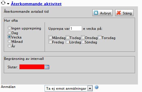 Om ni sedan ska registrera aktiviteten via mobil så kommer aktivitetstypen att bli rätt när den registreras via mobilen. Om ni har upprepade aktiviteter i föreningen t.ex.