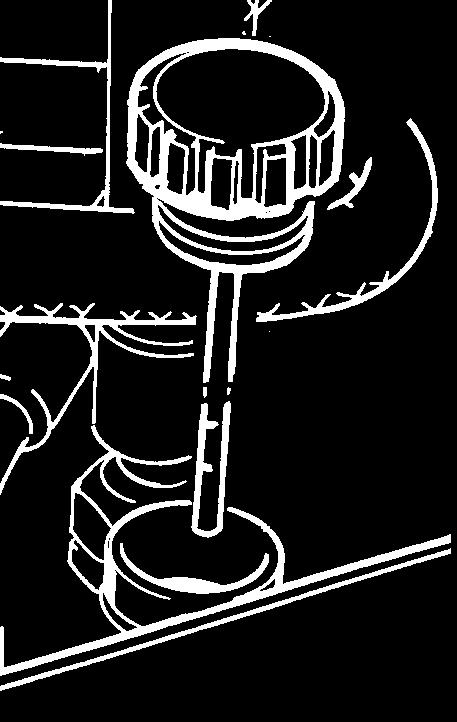 1.2 Underhållsställen Hydrauloljetank (1) - Kontrollera oljenivån på oljestickan (). Utläggaren måste stå vågrätt, alla hydraulcylindrar måste vara inkörda.