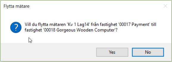 Vid en flytt i trädet av ett räkneverk eller en mätare kommer systemet att begära ett svar innan flytten