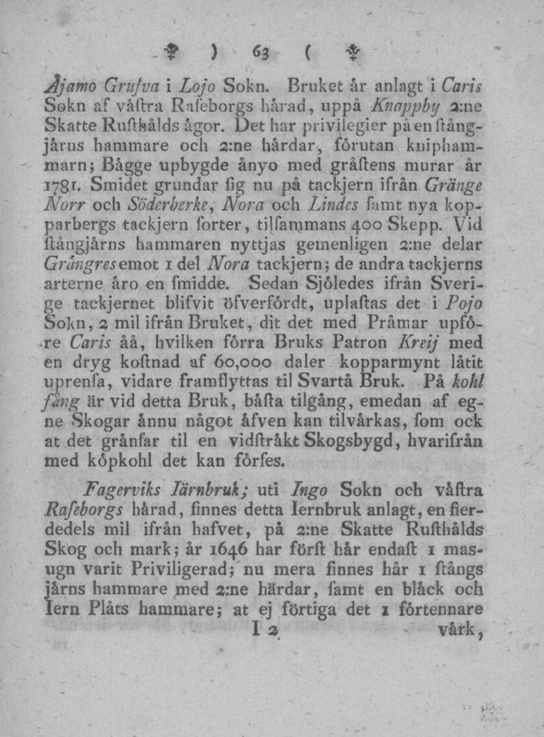 t ) 63 ( t Ajcrnio Grnfva i Lojo Sokn. Bruket år anlagt i Caris Sökn af våflra Rafeborgs hårad, uppå Knappby a:ne Skatte Ruftkålds ågor.