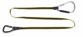 Viktklassning Längd 1500051 36,6 kg 182,9 cm Heavy-Duty lina, krok-tillskenkarbinhake Består av en självlåsande karbinhake av aluminium med vridlås Twist Lock som