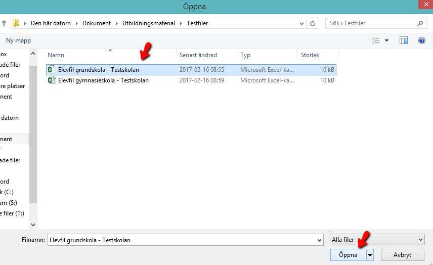 Leta upp filen på din dator markera filen och klicka på