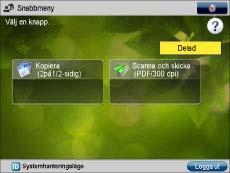 Sida 5 av 31 Knappnamn Kopiera (2på1/2-sidig) Scanna och skicka (PDF/300 dpi) Inställningsinnehåll Färg: Auto (färg/svart) 2-sidig: 1 på 2 sidor N på 1: 2 på 1 Skifta: Centrerat skift Färgval: Auto